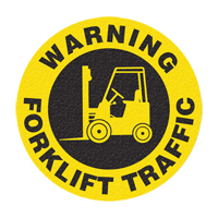 "Warning Forklift Traffic" Floor Sign, Adhesive, English with Pictogram Pathway Supply LP