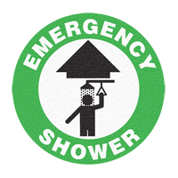 "Emergency Shower" Floor Sign, Adhesive, English with Pictogram Pathway Supply LP