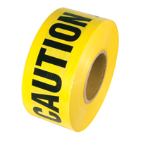 Reinforced Grade Barricade Tape, English, 3" W x 500' L, 5 mils, Black on Yellow Pathway Supply LP