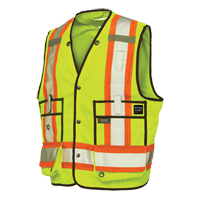 Surveyor Safety Vest, High Visibility Lime-Yellow, X-Large, Polyester Pathway Supply LP