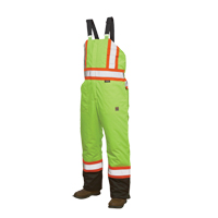 Lined Safety Overalls, Polyester/Polyurethane, Large, High Visibility Lime-Yellow Pathway Supply LP