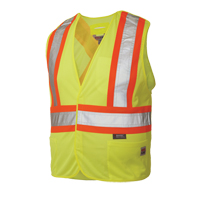 5-Point Tearaway Safety Vest, High Visibility Lime-Yellow, Large/X-Large, Polyester Pathway Supply LP
