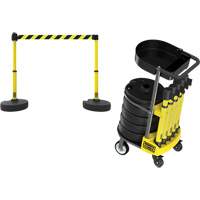 Chariot de transport avec plateau pour barri&egrave;re PLUS, 75' lo, M&eacute;tal, Jaune Pathway Supply LP