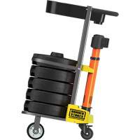 PLUS Barrier Post Cart Kit with Tray, 75' L, Metal, Orange Pathway Supply LP