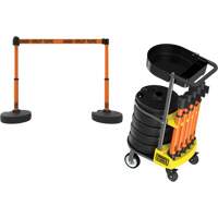 PLUS Barrier Post Cart Kit with Tray, 75' L, Metal, Orange Pathway Supply LP