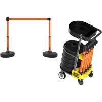 PLUS Barrier Post Cart Kit with Tray, 75' L, Metal, Orange Pathway Supply LP