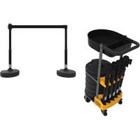 PLUS Barrier Post Cart Kit with Tray, 75' L, Metal, Black Pathway Supply LP