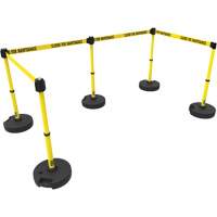 PLUS Barrier Post Set X5, Plastic, 42" H, Yellow Tape, 15' Tape Length Pathway Supply LP