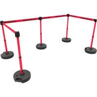 PLUS Barrier Post Set X5, Plastic, 42" H, Red Tape, 15' Tape Length Pathway Supply LP