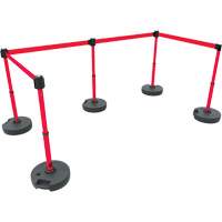 PLUS Barrier Post Set X5, Plastic, 42" H, Red Tape, 15' Tape Length Pathway Supply LP