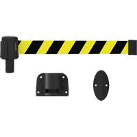 PLUS Wall Mount Barrier System, Plastic, Screw Mount, 15', Black and Yellow Tape Pathway Supply LP