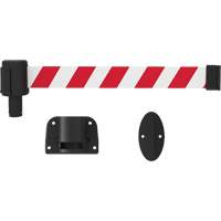 PLUS Wall Mount Barrier System, Plastic, Screw Mount, 15', Red and White Tape Pathway Supply LP