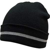 Bonnet en tricot avec bande r&eacute;fl&eacute;chissante argent&eacute;e, Taille unique, Noir Pathway Supply LP