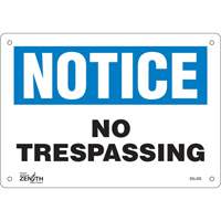"No Trespassing" Sign, 7" x 10", Plastic, English Pathway Supply LP
