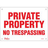 "Private Property" Sign, 7" x 10", Plastic, English Pathway Supply LP