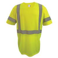 Short Sleeve Safety T-Shirt, Polyester, 2X-Large, High Visibility Lime-Yellow Pathway Supply LP