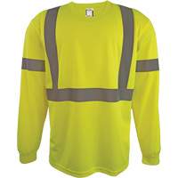 Long Sleeve Safety Shirt, Polyester, 2X-Large, High Visibility Lime-Yellow Pathway Supply LP