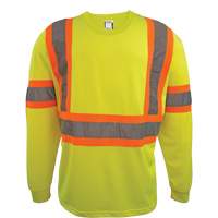 Long Sleeve Safety Shirt, Polyester, 2X-Large, High Visibility Lime-Yellow Pathway Supply LP