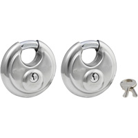 Shrouded Disc Padlocks, Silver, Keyed Alike, Stainless Steel, 2-3/4" Width Pathway Supply LP