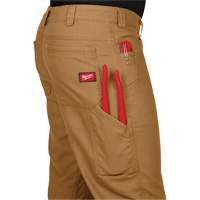 Heavy-Duty Flex Work Pants, Poly-Cotton/Spandex, Khaki, Size 32, 32 Inseam Pathway Supply LP