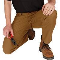 Heavy-Duty Flex Work Pants, Poly-Cotton/Spandex, Khaki, Size 32, 32 Inseam Pathway Supply LP