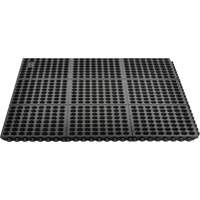 Tapis antifatigue &agrave; imbrication Cushion-Ease 550, &agrave; fentes, 3' x 3' x 3/4", Noir, Caoutchouc Pathway Supply LP
