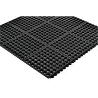Tapis antifatigue &agrave; imbrication Cushion-Ease 550, &agrave; fentes, 3' x 3' x 3/4", Noir, Caoutchouc Pathway Supply LP