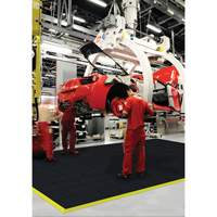 Tapis antifatigue &agrave; imbrication Cushion-Ease, Rugueux, 3' x 3' x 3/4", Noir, Caoutchouc naturel Pathway Supply LP