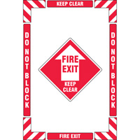 "Fire Exit" Floor Marking Kit, Adhesive, English with Pictogram Pathway Supply LP