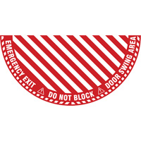 "Emergency Exit" Half Circle Swing Door Floor Sign, Adhesive, English with Pictogram Pathway Supply LP