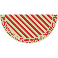 "Emergency Exit" Half Circle Swing Door Floor Sign, Adhesive, English with Pictogram Pathway Supply LP