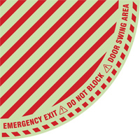 "Emergency Exit" Quarter Circle Swing Door Floor Sign, Adhesive, English with Pictogram Pathway Supply LP