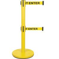 Dual Belt Crowd Control Barrier, Steel, 35" H, Yellow Tape, 7' Tape Length Pathway Supply LP