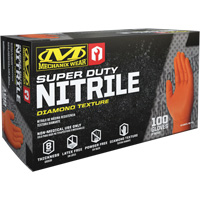 Super Duty Disposable Gloves, 9/Medium, Nitrile, 8-mil, Powder-Free, Orange Pathway Supply LP