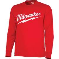 Heavy-Duty Long-Sleeved T-Shirt with Milwaukee&reg; Logo, Men's, Small, Red Pathway Supply LP