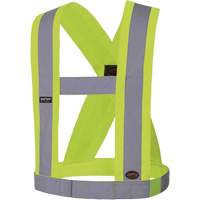 5492 4" Wide Adjustable Safety Sash, Meets/Exceeds CSA Z96 Class 2 - Level 2, High Visibility Lime-Yellow, Silver Reflective Colour, One Size Pathway Supply LP