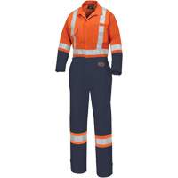 5514WBB Women's 2-Tone Safety Coveralls, X-Small, High Visibility Orange/Navy Blue Pathway Supply LP