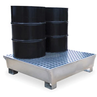 Ultra-Spill Pallet en acier, 4 barils, Capacit&eacute; de d&eacute;versement 68 gal. US, 49,1" x 47,1" x 10,9" Pathway Supply LP