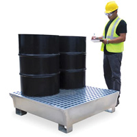 Ultra-Spill Pallet en acier, 4 barils, Capacit&eacute; de d&eacute;versement 68 gal. US, 49,1" x 47,1" x 10,9" Pathway Supply LP