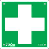 Enseigne premiers soins, 6" x 6", Aluminium, Pictogramme Pathway Supply LP