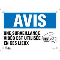Enseigne  Surveillance vid&eacute;o , 7" x 10", Plastique, Français avec pictogramme Pathway Supply LP