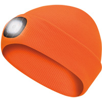 5675 Knit Toque with LED Headlight, Fleece Lining, One Size, High Visibility Orange Pathway Supply LP