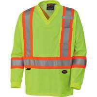6985 Chandail de s&eacute;curit&eacute; &agrave; manches longues pour circulation en micromaille, Petit, Jaune lime haute visibilit&eacute; Pathway Supply LP