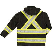 Ripstop Safety Rain Jacket, Polyester, X-Small, Black Pathway Supply LP