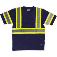 Short Sleeve Safety T-Shirt, Cotton, X-Small, Navy Blue Pathway Supply LP