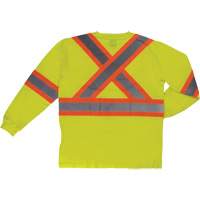 Long Sleeve Safety T-Shirt, Cotton, X-Small, High Visibility Lime-Yellow Pathway Supply LP