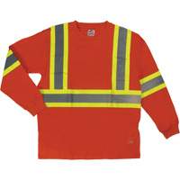 Long Sleeve Safety T-Shirt, Cotton, X-Small, High Visibility Orange Pathway Supply LP
