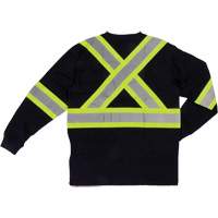 Long Sleeve Safety T-Shirt, Cotton, X-Small, Black Pathway Supply LP