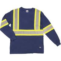 Long Sleeve Safety T-Shirt, Cotton, X-Small, Navy Blue Pathway Supply LP