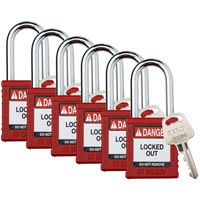 Cadenas de verrouillage Velocity, Rouge, Cl&eacute;s diff&eacute;rentes, Nylon, Largeur de 1-1/2" Pathway Supply LP